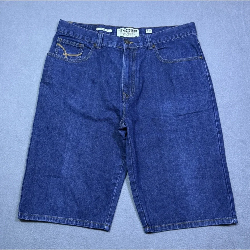 VINTAGE Ecko Unltd Shorts Mens 36 Relaxed Fit Denim Y2K Baggy Jorts